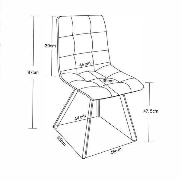 Decofurn Furniture | ADDISON_VELVET_DINING_CHAIR | Dimensions