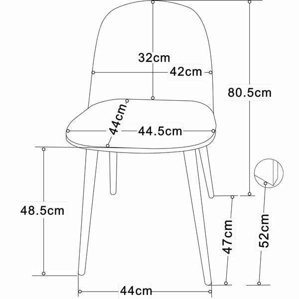 Decofurn Furniture | ALICE-DINING-CHAIR | Dimensions