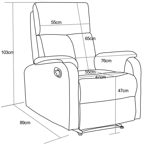 Decofurn Furniture | BO_FABRIC_ARMCHAIR_RECLINER | Dimensions