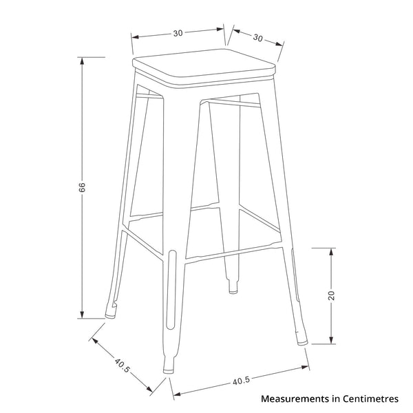 Decofurn Furniture | BRONX_KITCHEN_STOOL_WITH_WOOD | Dimensions