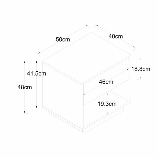 Decofurn Furniture | CENTO-1-DRAWER-PEDESTAL | Dimensions