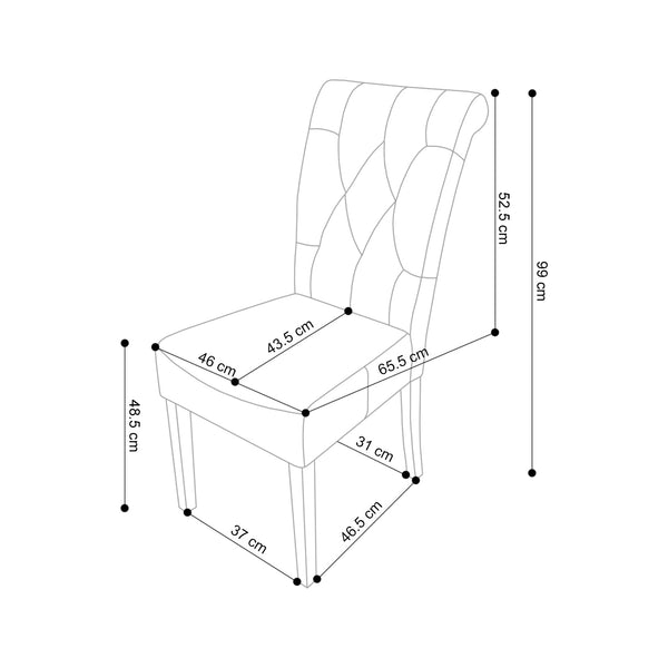 Decofurn Furniture | CHESTERFIELD_FABRIC_DINING_CHAIR | Dimensions