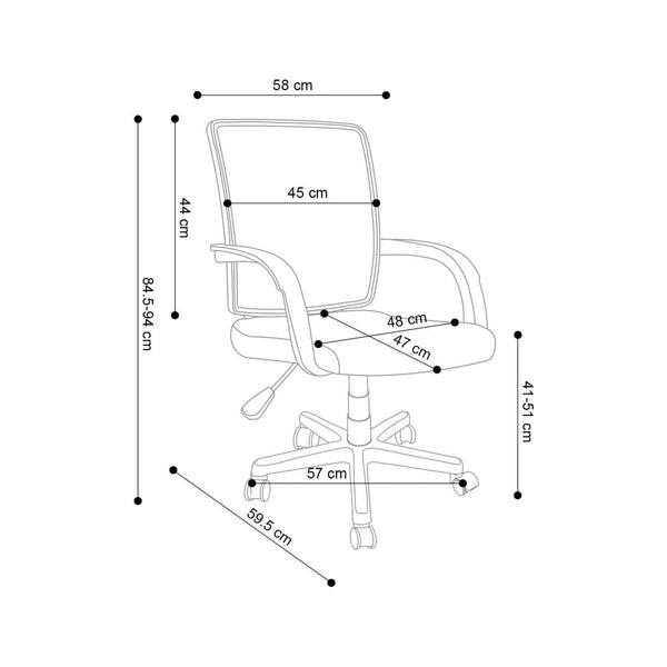 Decofurn Furniture | DELUXE_OFFICE_CHAIR_W-126A | Dimensions
