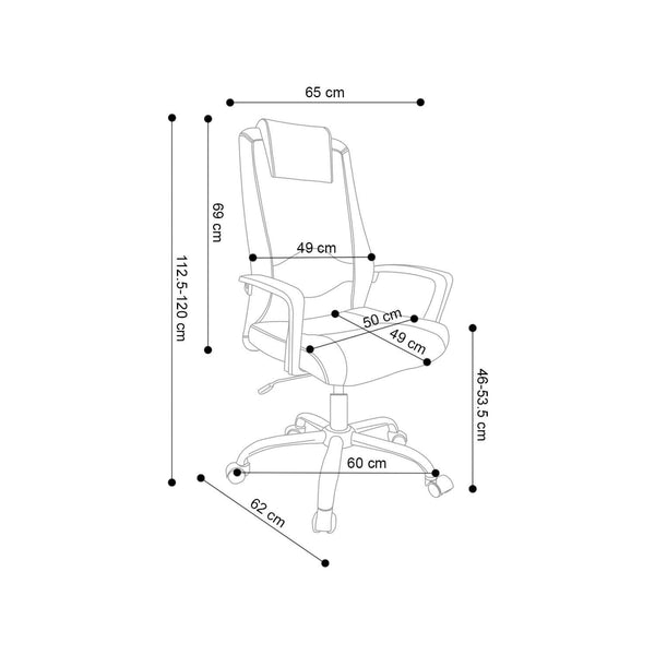 Decofurn Furniture | EXEC_HIBACK_OFFICE_CHAIR_W-156_CHROME_BASE | Dimensions