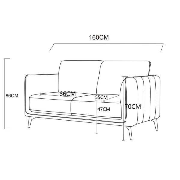 Decofurn Furniture | LINA_FABRIC_2_SEATER_COUCH | Dimensions