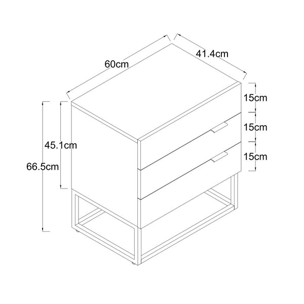 Decofurn Furniture | LODI_3_DRAWER_PEDESTAL | Dimensions