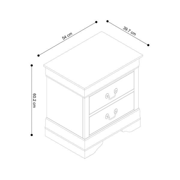 Decofurn Furniture | LOUISE_2_DRAWER_PEDESTAL | Dimensions