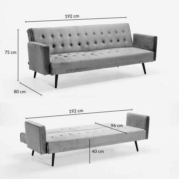 Decofurn Furniture | MAC_VELVET_SLEEPER_COUCH | Dimensions
