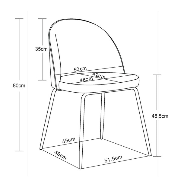 Decofurn Furniture | MADDIE_VELVET_DINING_CHAIR | Dimensions