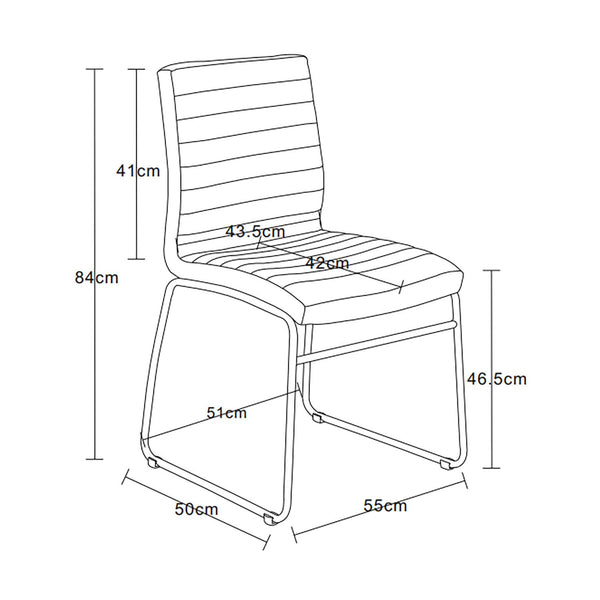 Decofurn Furniture | MIA_LEATHER_TOUCH_CHROME_DINING_CHAIR | Dimensions