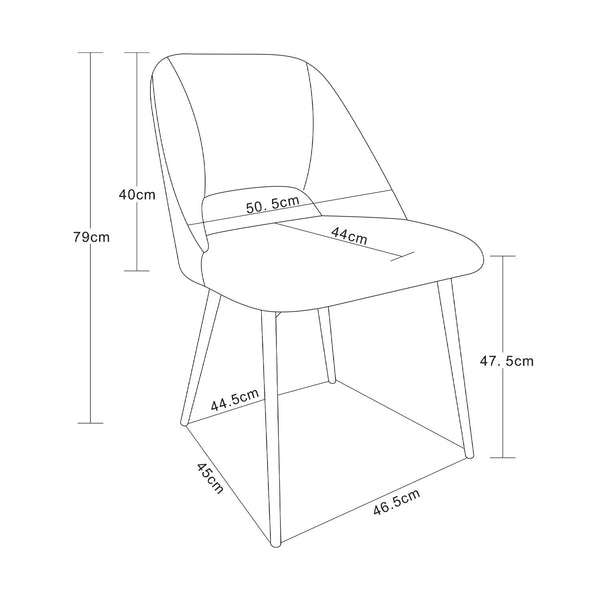 Decofurn Furniture | SADIE_VELVET_DINING_CHAIR | Dimensions