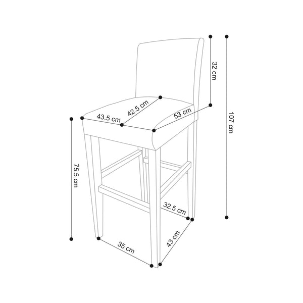 Decofurn Furniture | TOM_FABRIC_BARSTOOL | Dimensions