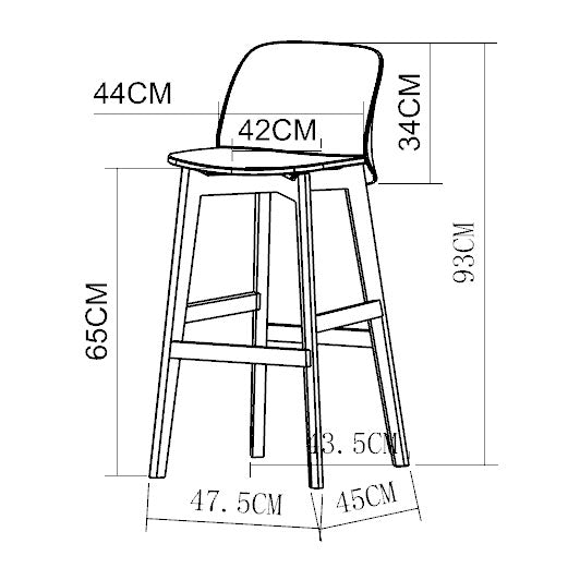 Decofurn Furniture | ZEN_LUXURY_WOODEN_LEG_KITCHEN_STOOL | Dimensions