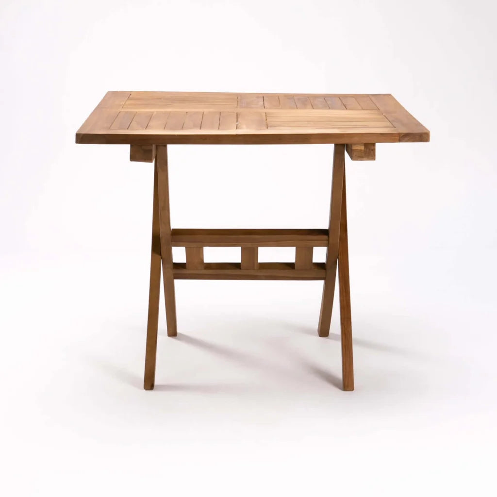 90cm SQUARE TEAK TABLE SLAT LEGS