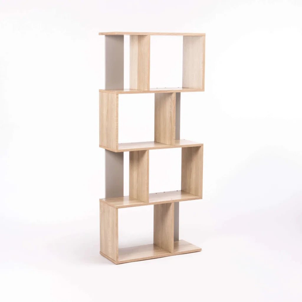 AIR MODULAR 4 SHELF UNIT - LIGHT OAK/LIGHT GREY