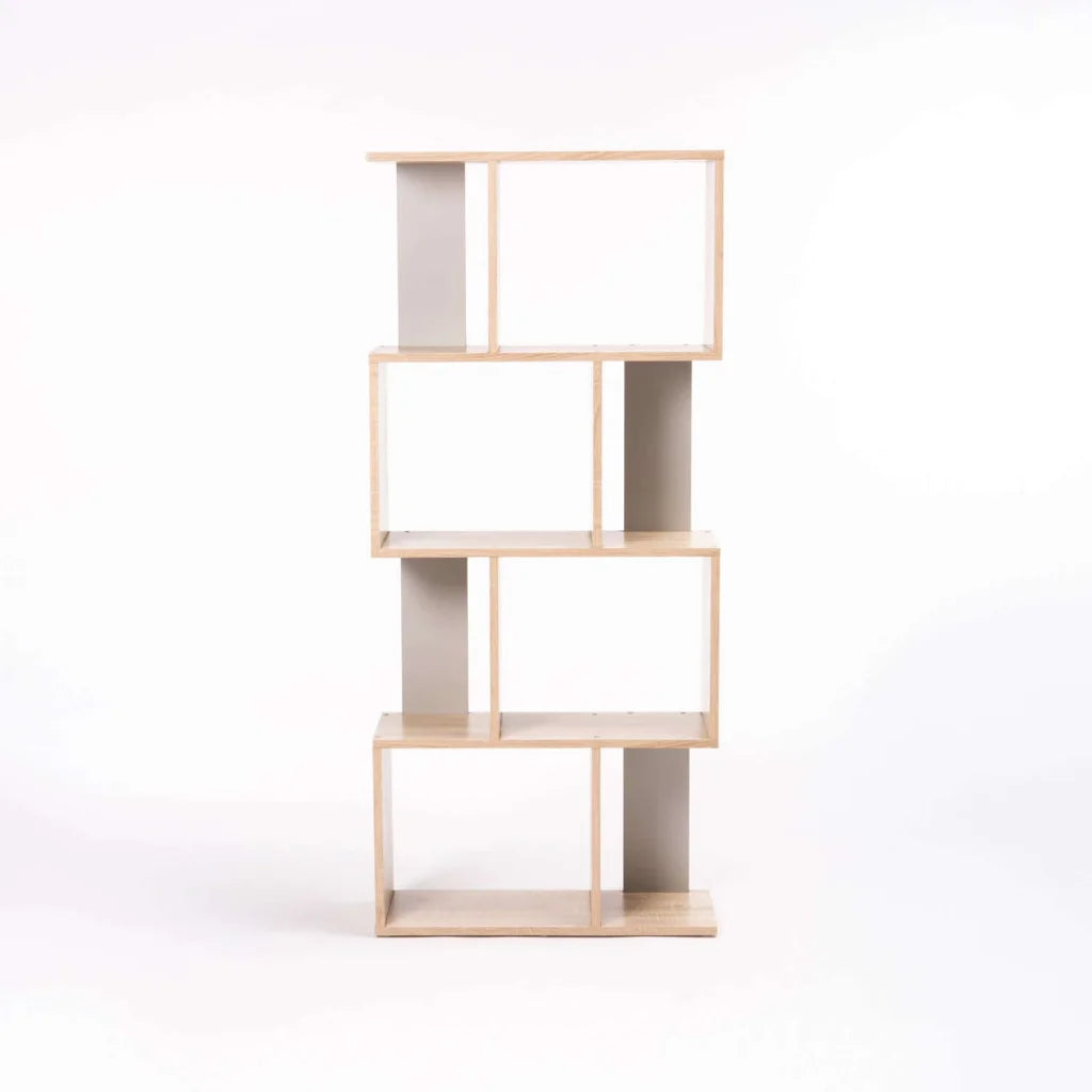 AIR MODULAR 4 SHELF UNIT - LIGHT OAK/LIGHT GREY
