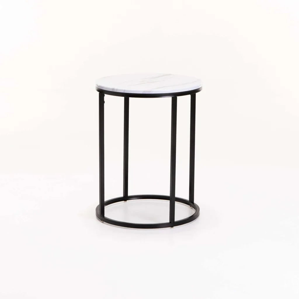 ALIX SET OF 2 TABLES - BLACK/WHITE MARBLE