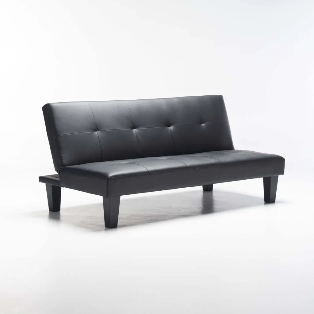 ALLAN LEATHER TOUCH SLEEPER COUCH - BLACK