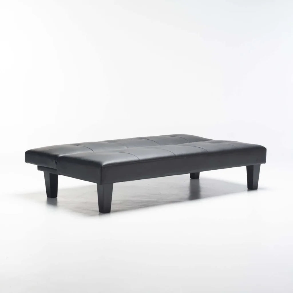 ALLAN LEATHER TOUCH SLEEPER COUCH - BLACK