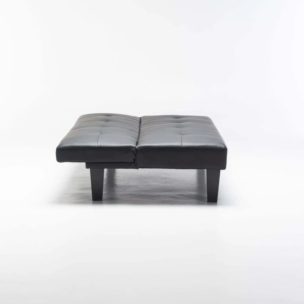 ALLAN LEATHER TOUCH SLEEPER COUCH - BLACK