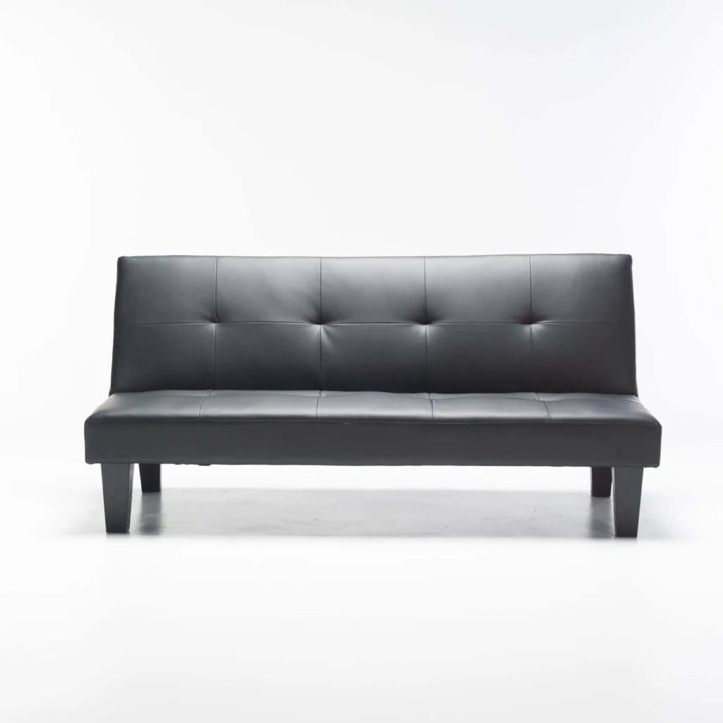ALLAN LEATHER TOUCH SLEEPER COUCH - BLACK