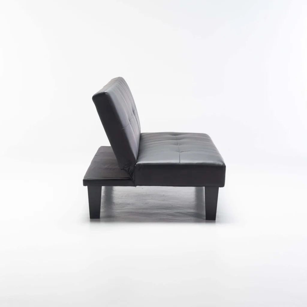 ALLAN LEATHER TOUCH SLEEPER COUCH - BLACK