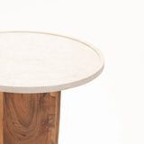 AMI MARBLE TOP SOLID WOOD SIDE TABLE