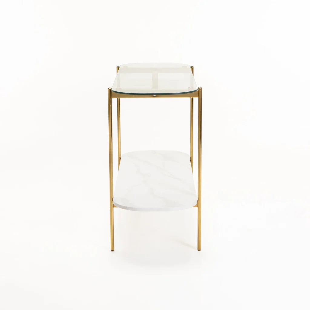 AMORE 120cm CONSOLE - GOLD / WHITE MARBLE