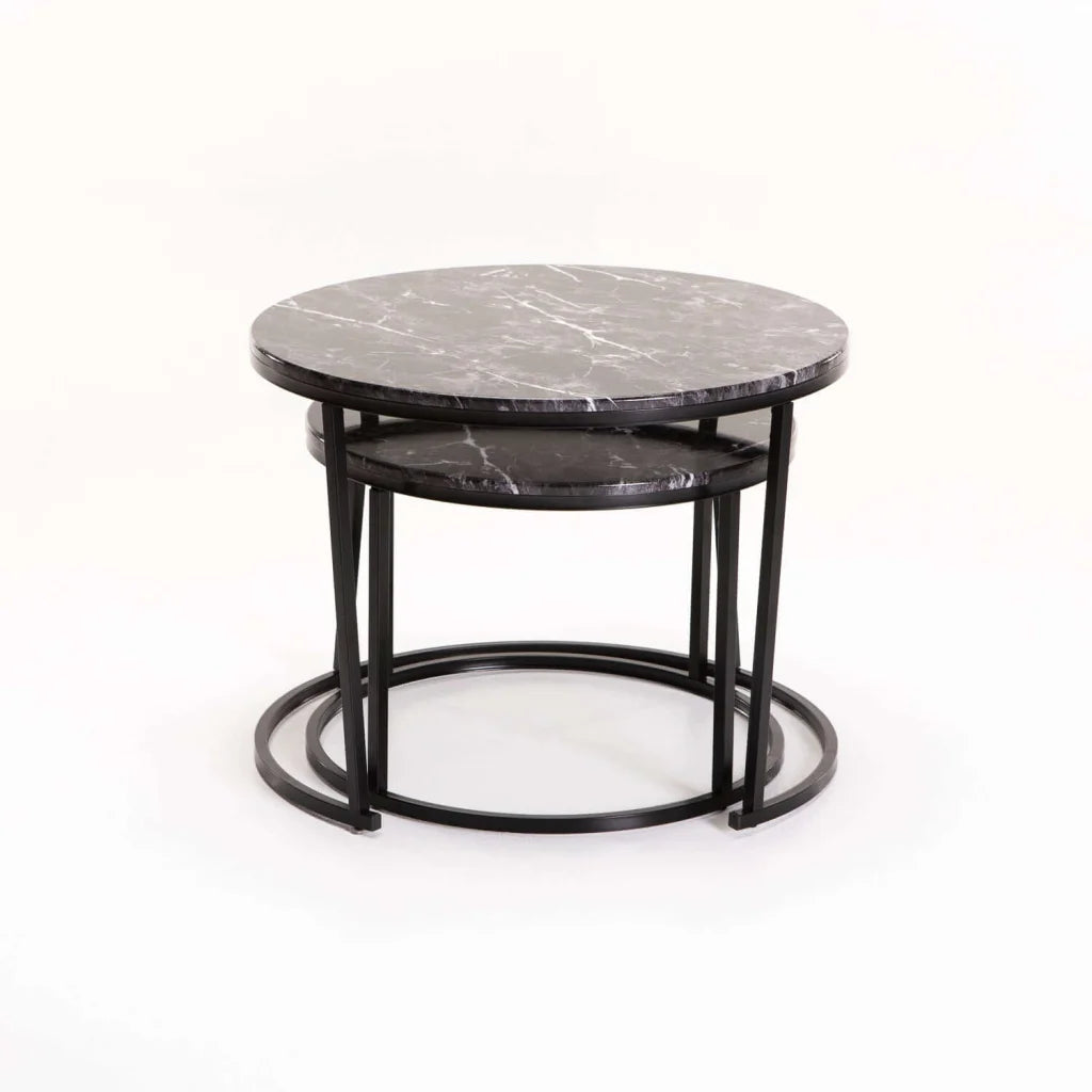 ARGO SET OF 2 TABLES - BLACK/BLACK MARBLE