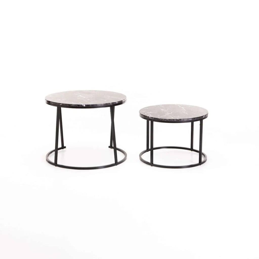 ARGO SET OF 2 TABLES - BLACK/BLACK MARBLE