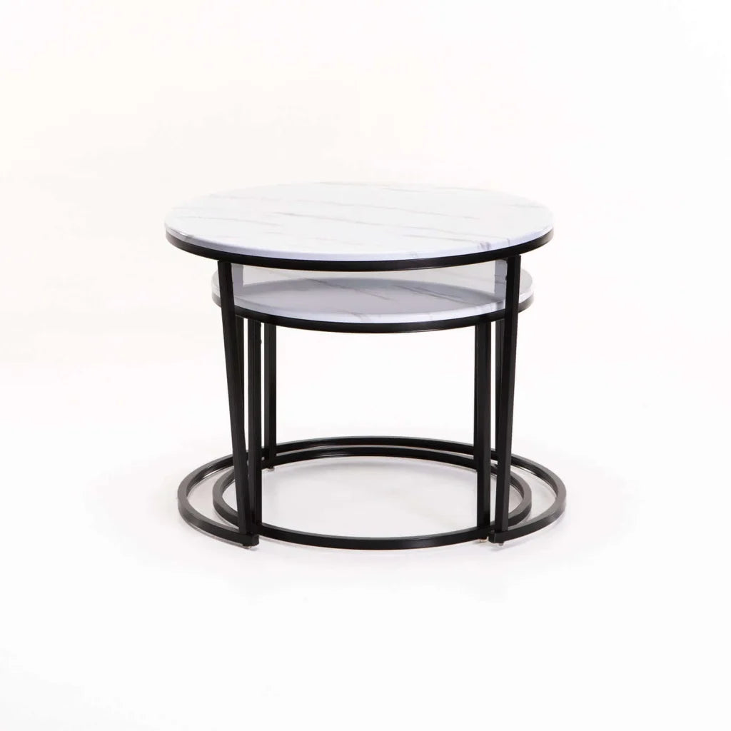 ARGO SET OF 2 TABLES - BLACK/WHITE MARBLE