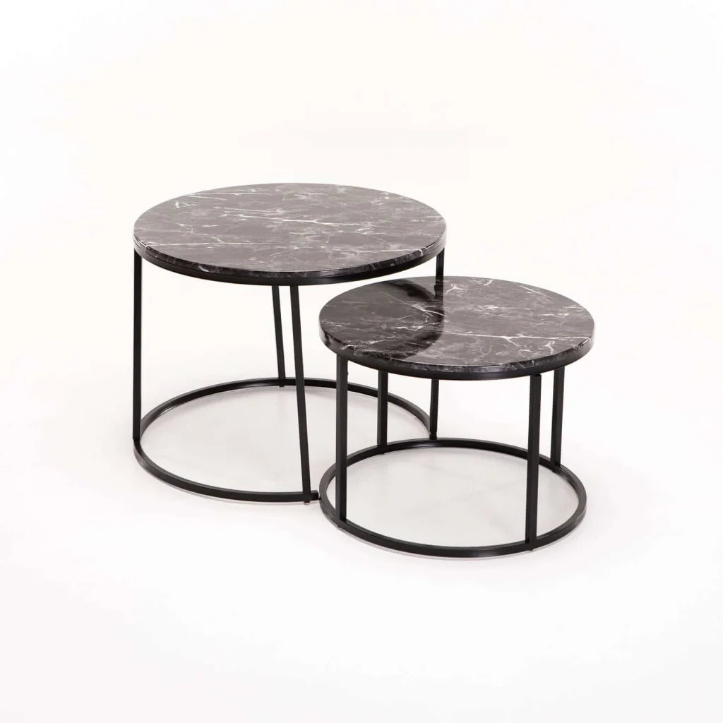 ARGO SET OF 2 TABLES - BLACK/BLACK MARBLE