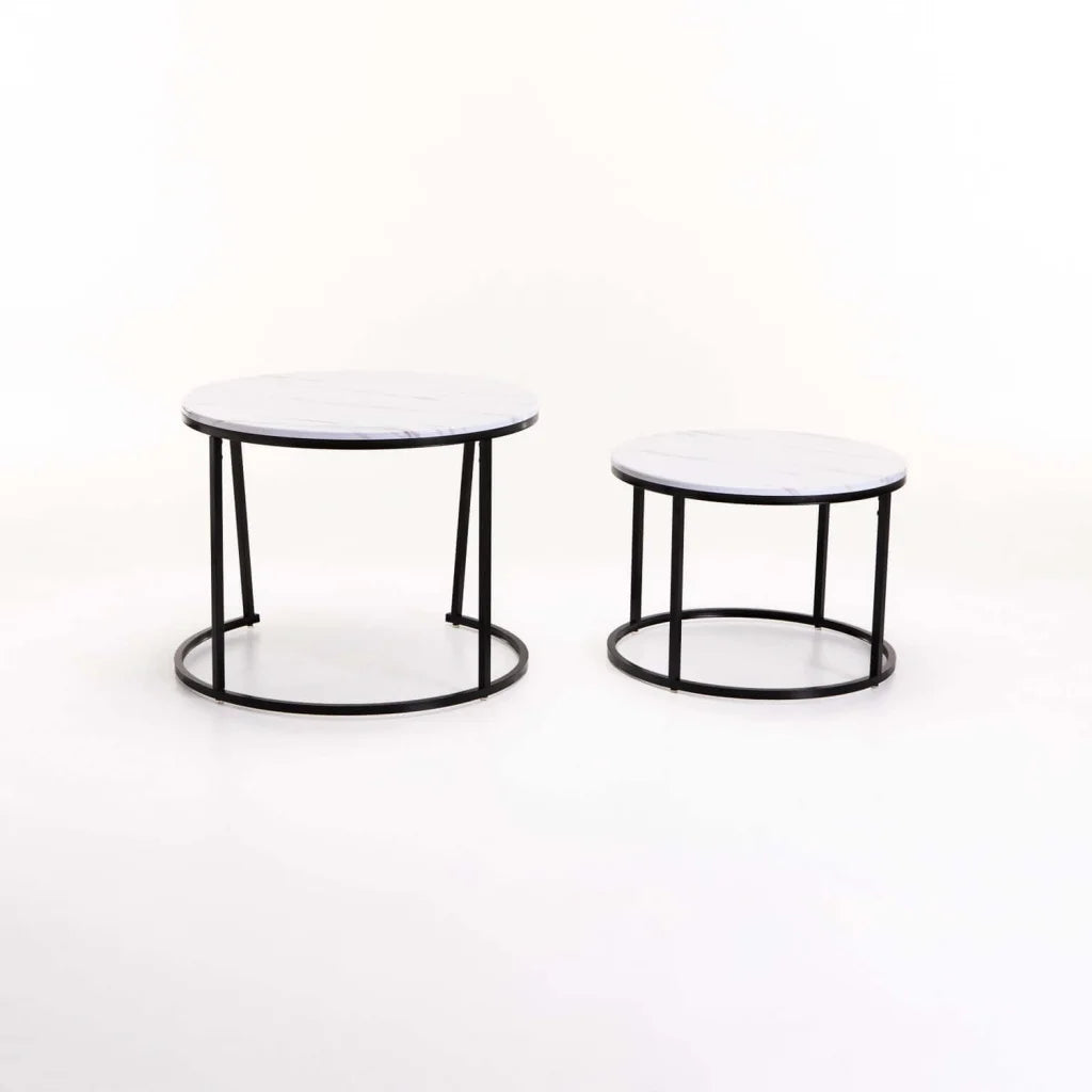 ARGO SET OF 2 TABLES - BLACK/WHITE MARBLE