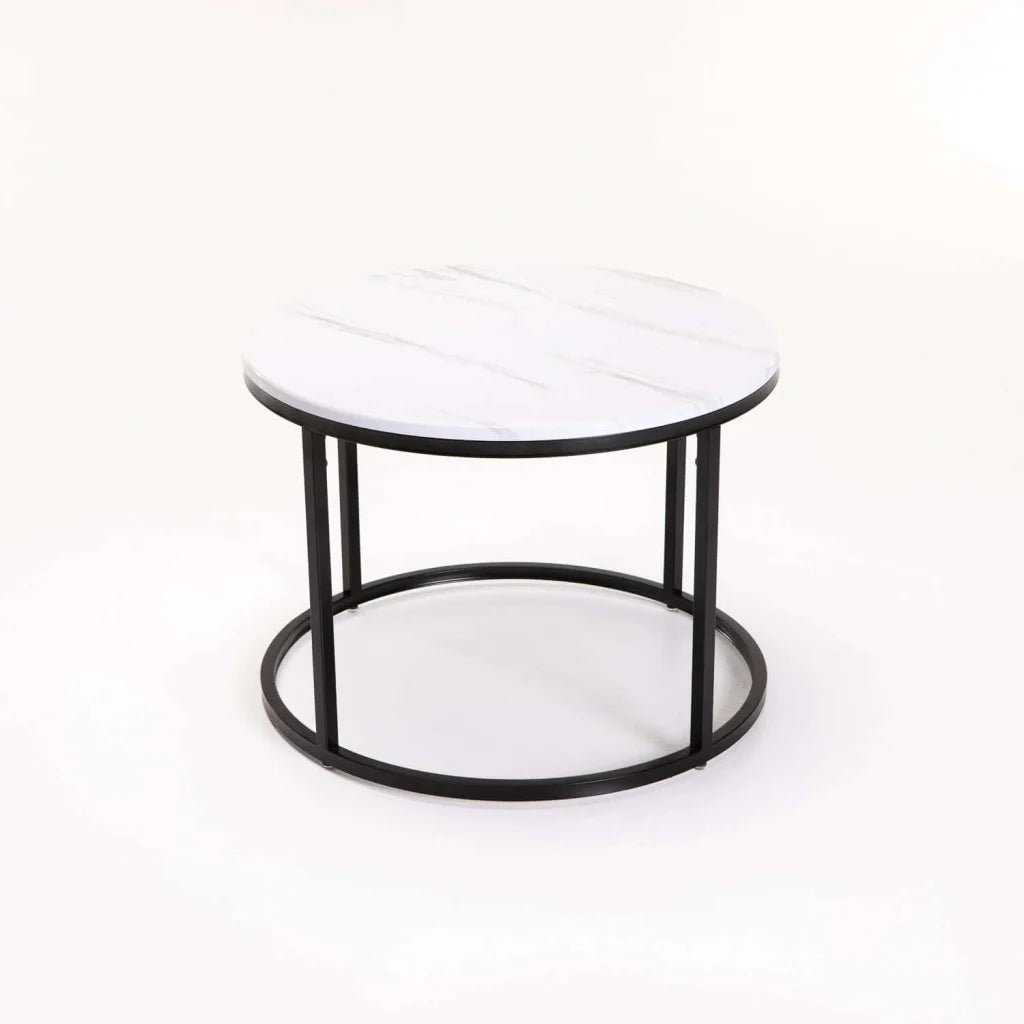 ARGO SET OF 2 TABLES - BLACK/WHITE MARBLE