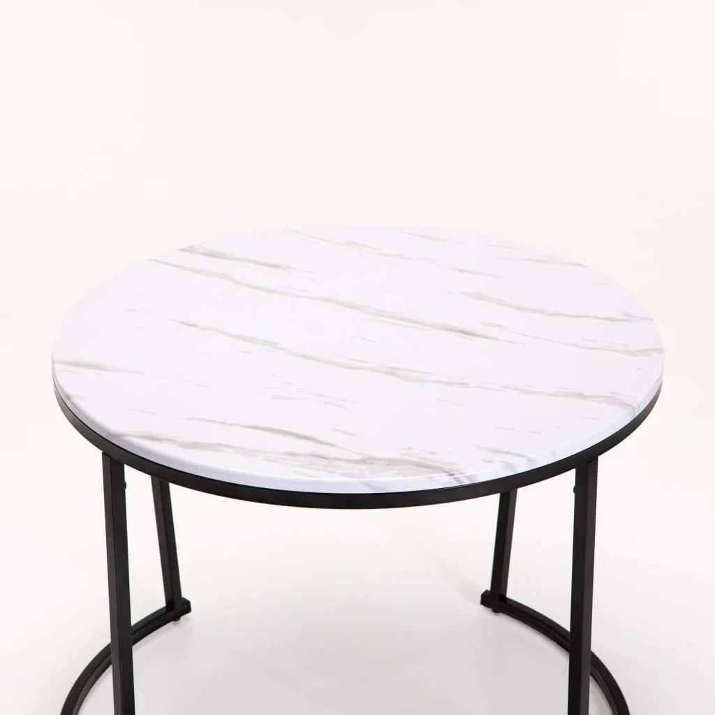 ARGO SET OF 2 TABLES - BLACK/WHITE MARBLE