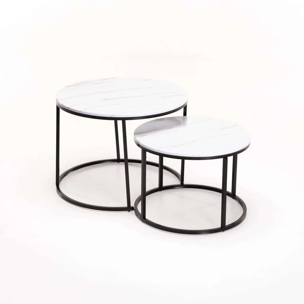 ARGO SET OF 2 TABLES - BLACK/WHITE MARBLE