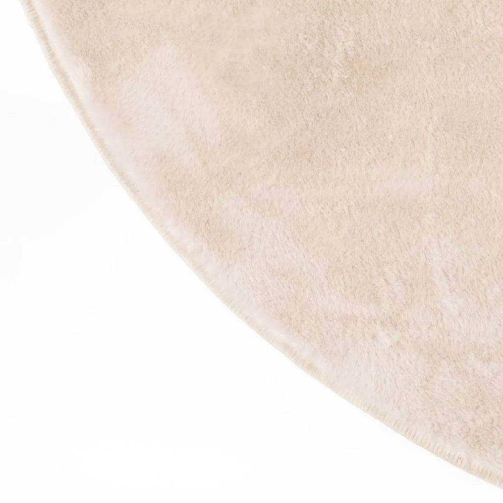 ARIEL 100cm ROUND FAUX FUR RUG - OATMEAL