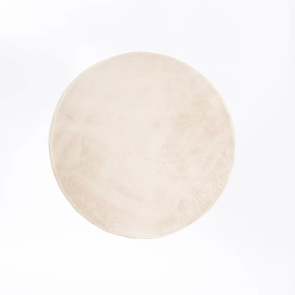 ARIEL 100cm ROUND FAUX FUR RUG - OATMEAL