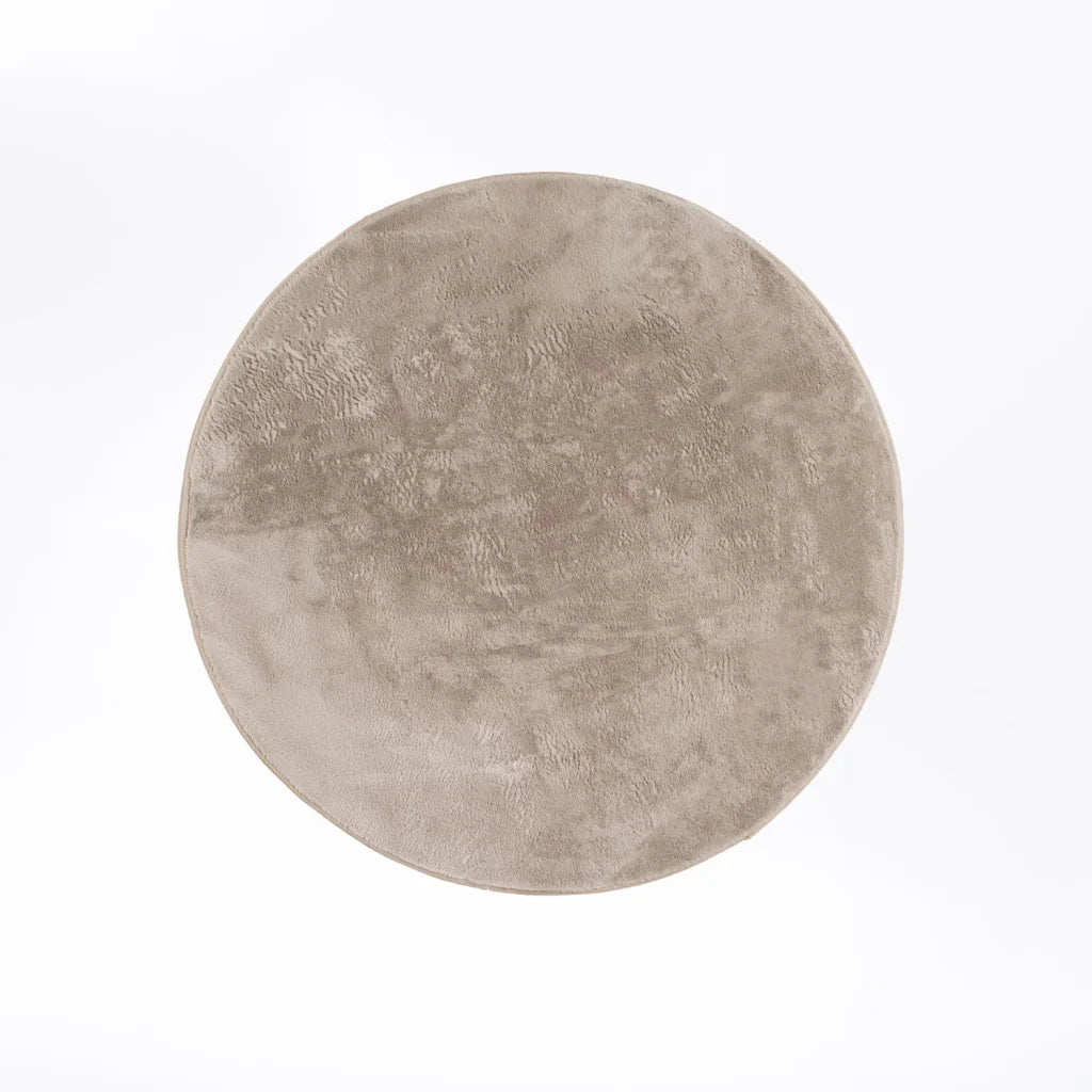 ARIEL 100cm ROUND FAUX FUR RUG - LIGHT GREY