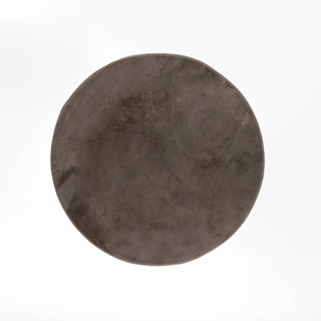 ARIEL 100cm ROUND FAUX FUR RUG - DARK GREY