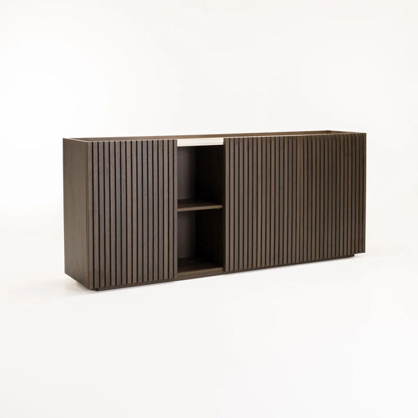 Decofurn | Ash 3 Door Sideboard with Travertine Look Top