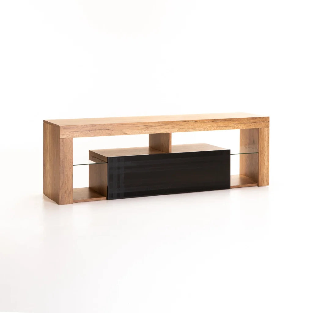 BARI 160cm 1 DOOR TV UNIT - WILD OAK/BLACK