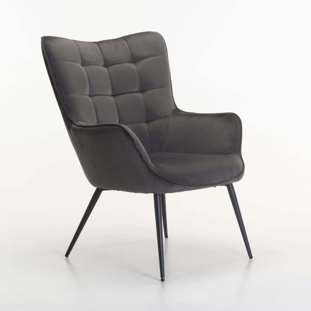 BJORN VELVET CHAIR - DARK GREY