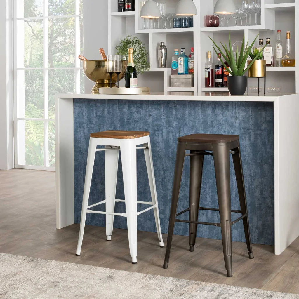 BRONX BARSTOOL WITH WOOD - RUSTIC