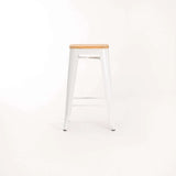 BRONX BARSTOOL WITH WOOD - WHITE