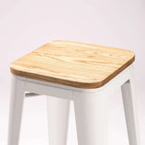 BRONX BARSTOOL WITH WOOD - WHITE