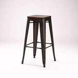 BRONX BARSTOOL WITH WOOD - RUSTIC