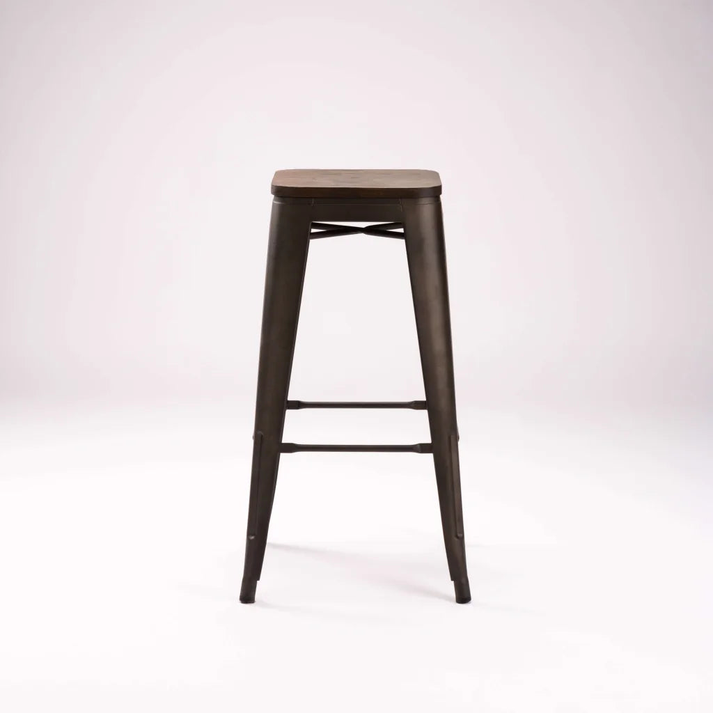 BRONX BARSTOOL WITH WOOD - RUSTIC