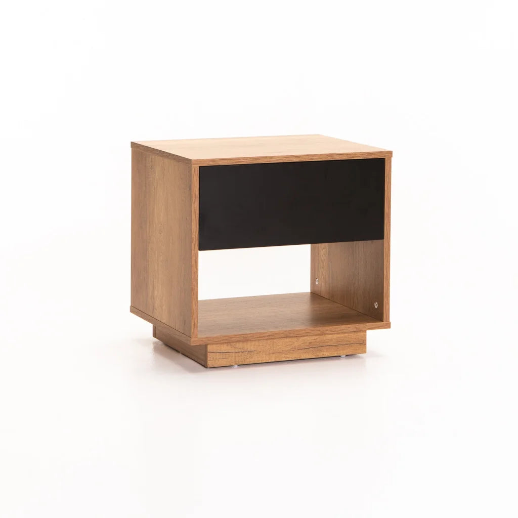 CENTO 1 DRAWER PEDESTAL - WILD OAK/BLACK