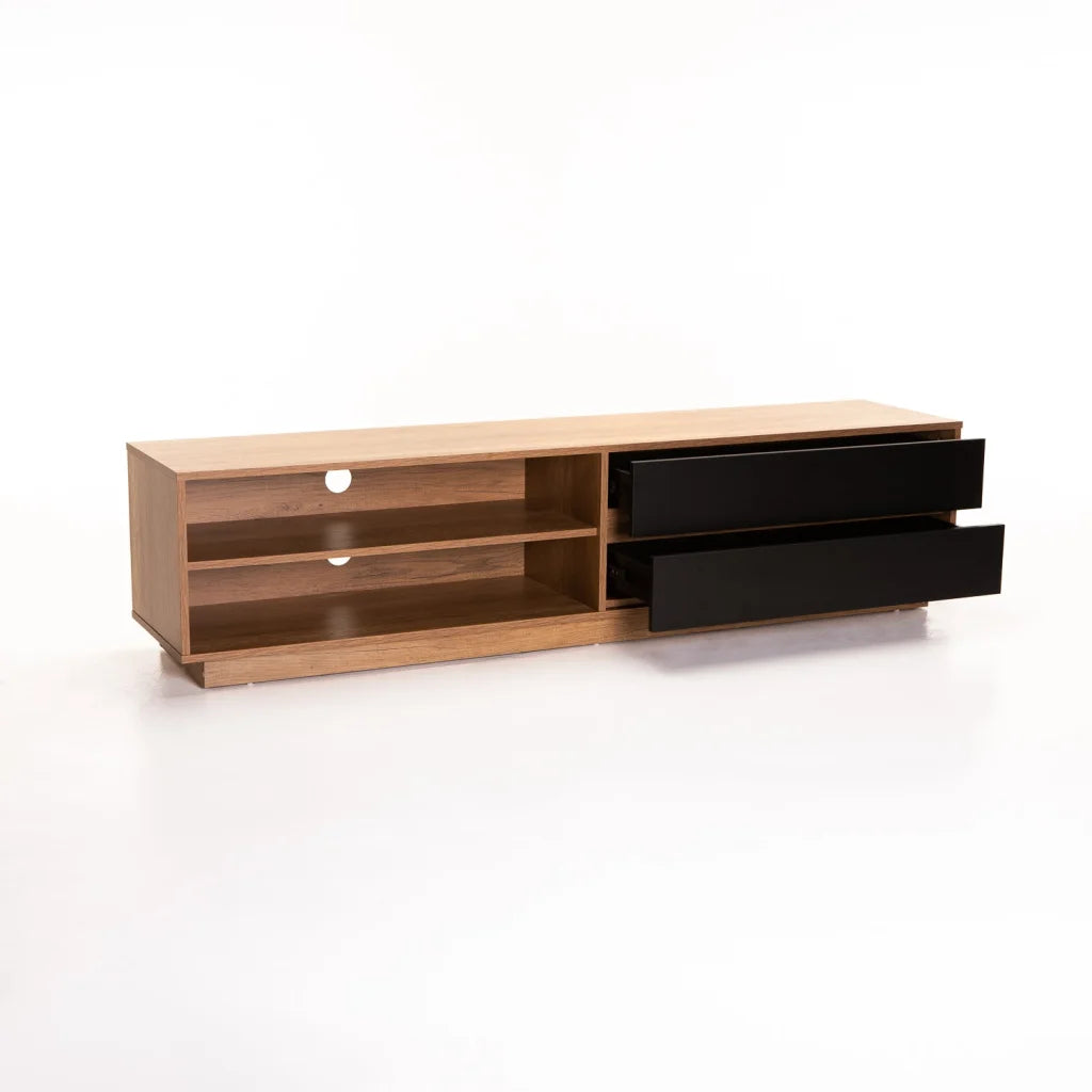 CENTO 180cm 2 DRAWER TV/PLASMA UNIT-WILD OAK/BLACK